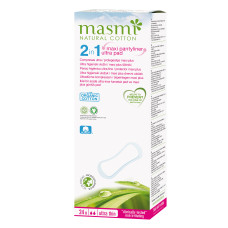MASMI Органічні прокладки ультратонкі МАКСІ ПЛЮС 2 в 1, для щоденних або незначних виділень, 24 шт.