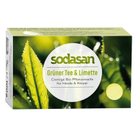 Органічне антибактеріальне мило-крем для обличчя та тіла Зелений чай-Лайм, 100 г